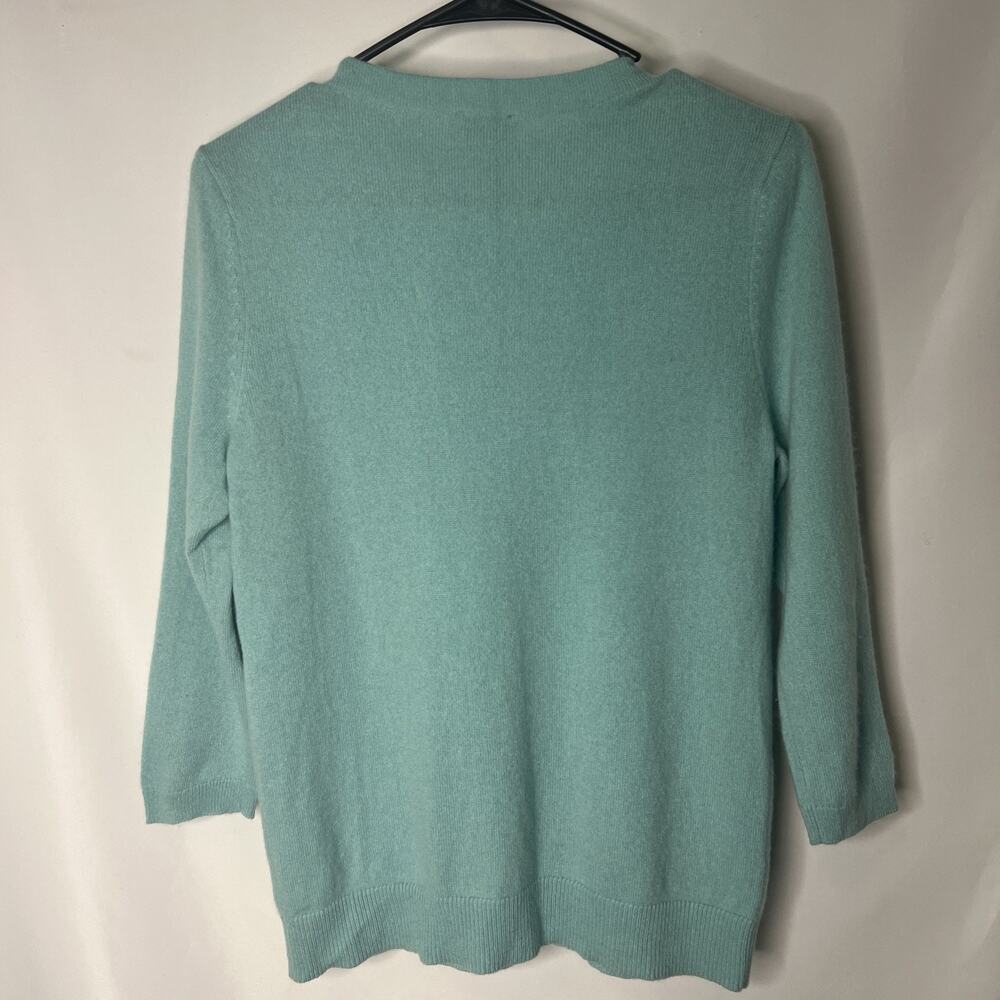 Talbots Womens Petite Large Sweater Pure Cashmere Color Mint Green Knit - Picture 4 of 9